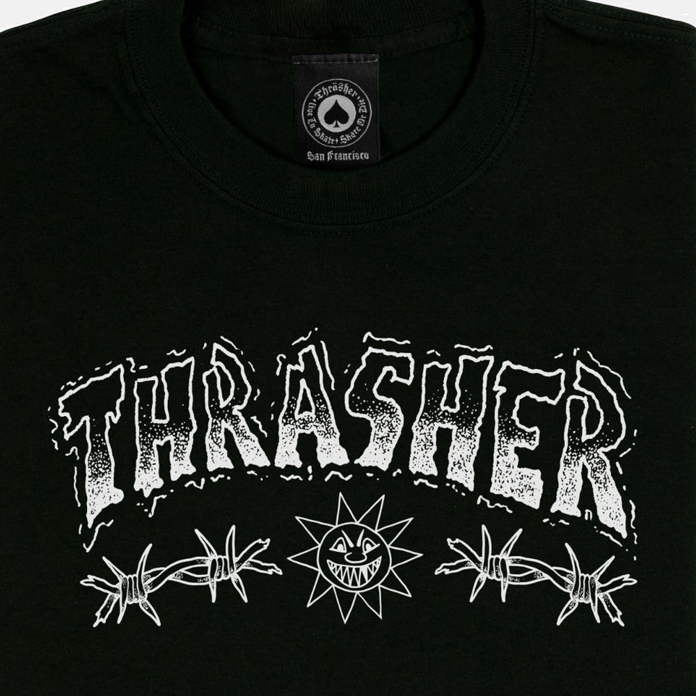 Thrasher Magazine Barbed Wire Black T-Shirt Front Print