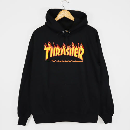 Thrasher Magazine - Flame Logo Pullover Hooded Sweatshirt - Black