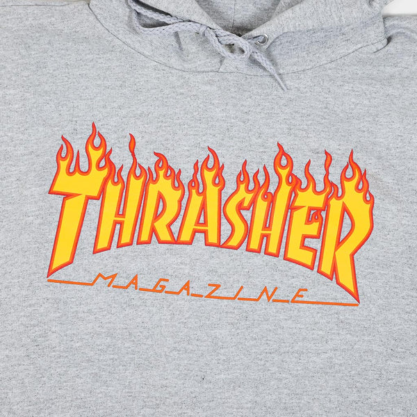 Thrasher Magazine - Flame Logo Pullover Hooded Sweatshirt - Heather Grey