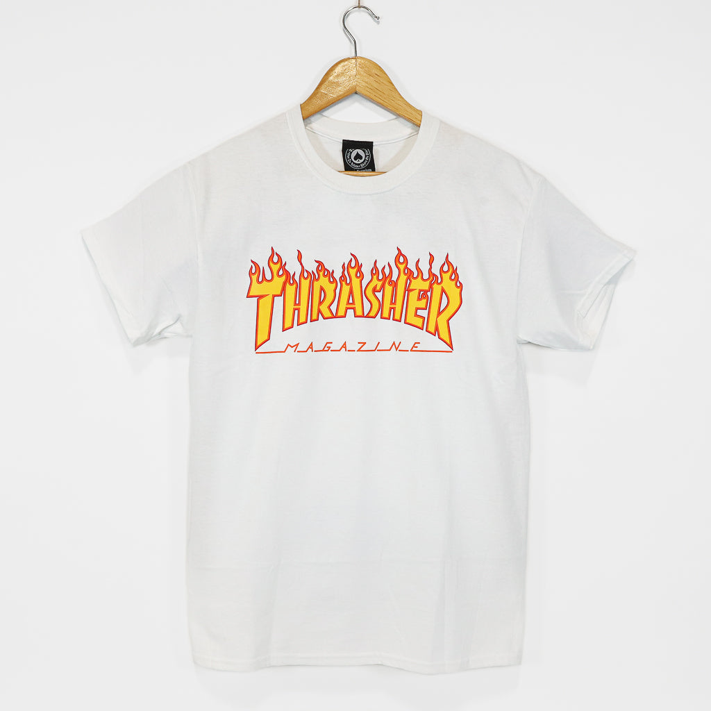 Thrasher Magazine Flame Logo White T-Shirt 