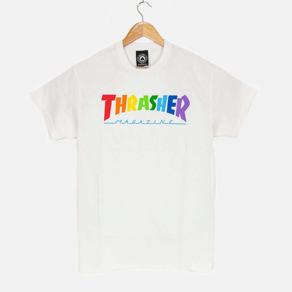 Thrasher Magazine Rainbow Mag Logo White T-Shirt