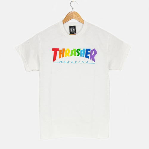Thrasher Magazine - Rainbow Mag Logo T-Shirt - White