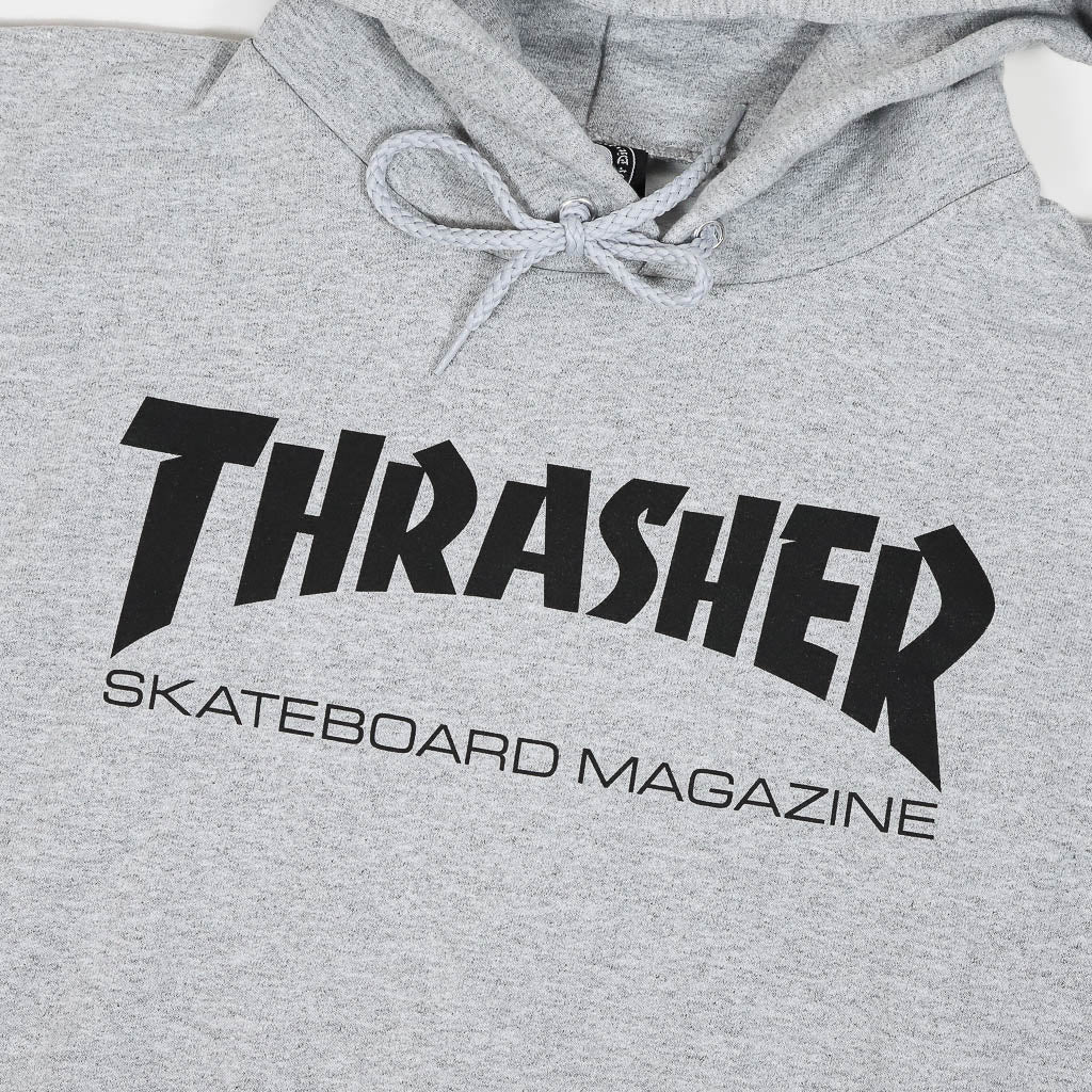 Thrasher Magazine Skate Mag Logo Heather Grey Pullover Hooded Sweatshirt Front Print