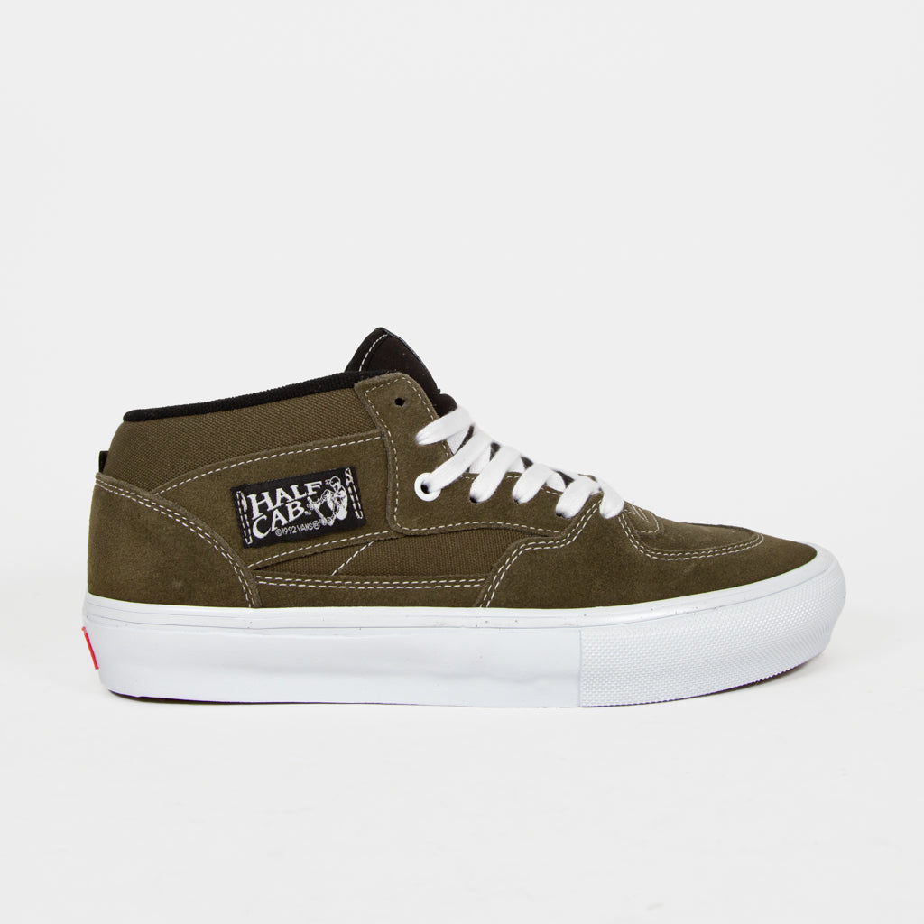 Vans - Skate Half Cab Shoes - Dark Olive / White | Welcome Skate Store