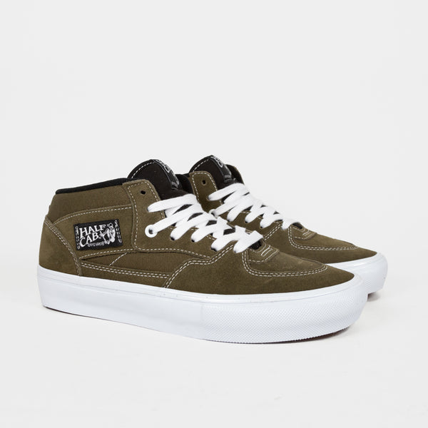 Vans - Skate Half Cab Shoes - Dark Olive / White