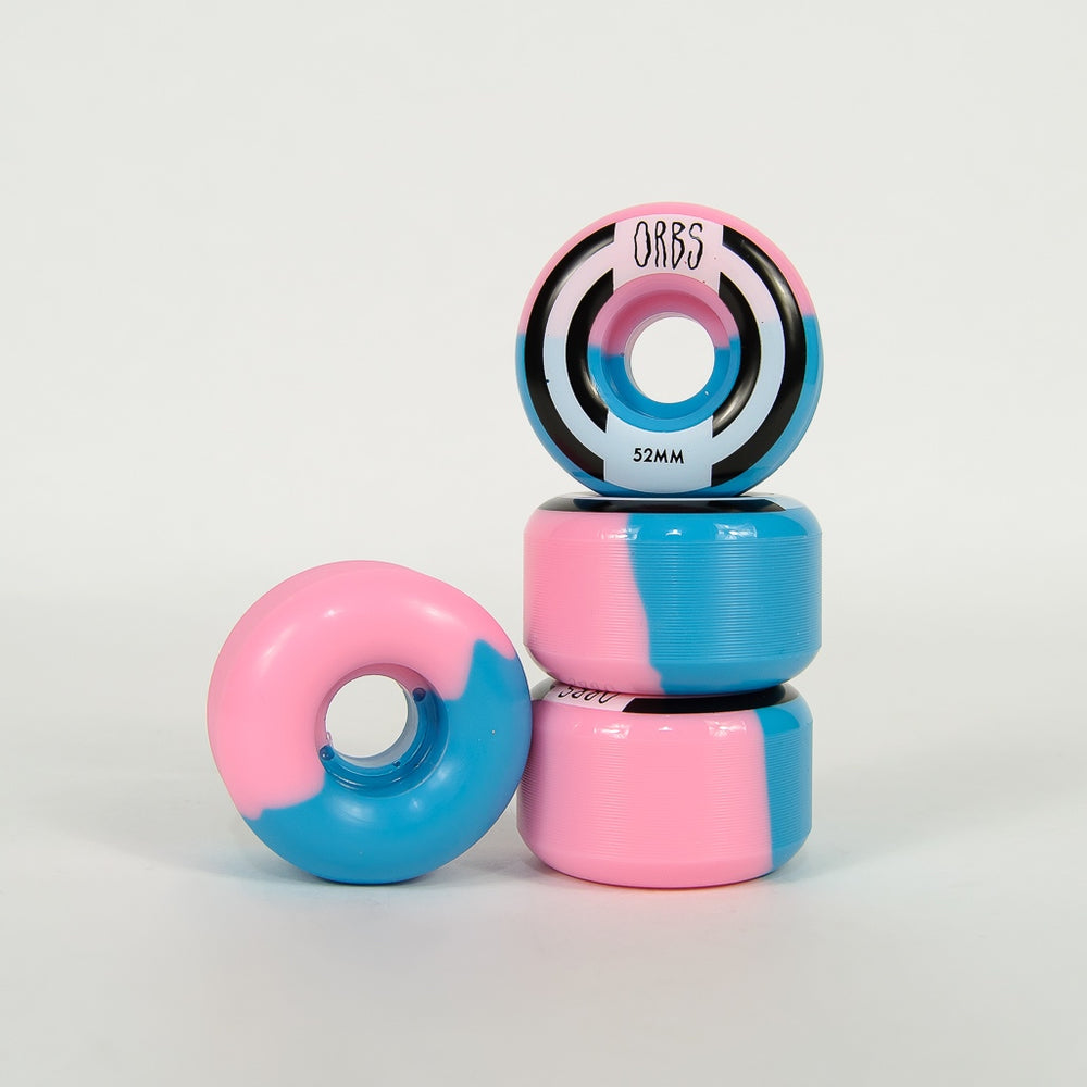Welcome Skateboards 52mm 99a Orbs Apparitions Pink And Blue Splits Wheels