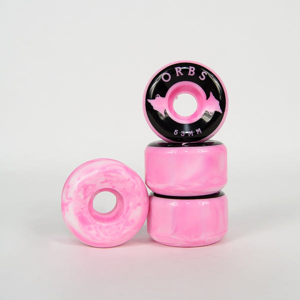 Welcome Skateboards - 53mm (99a) Orbs Specter Swirls Wheels - Pink / White