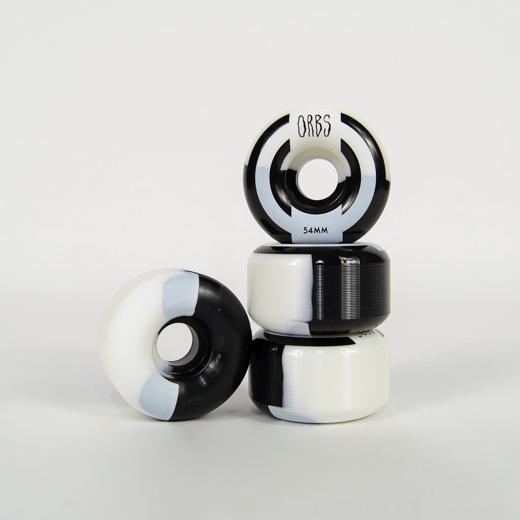 Welcome Skateboards 54mm 99a Orbs Apparitions Black And WhiteSplits Wheels 