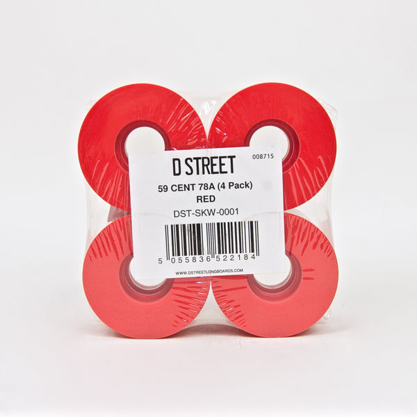 D-Street - 59mm (78a) 59 Cent Skateboard Wheels - Red