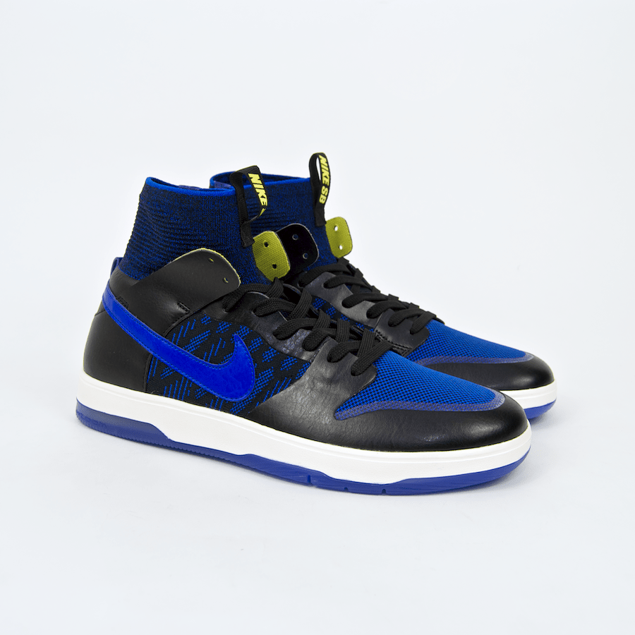 Kevin Terpening Nike SB Dunk Elite High Shoes Black Racer Blue Sonic Yellow