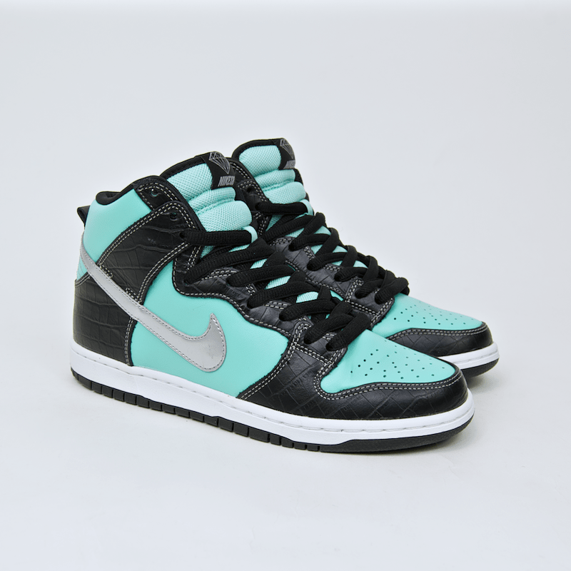 Nike SB - Dunk High Premium SB 'Diamond' Shoes - Aqua / Chrome - Black