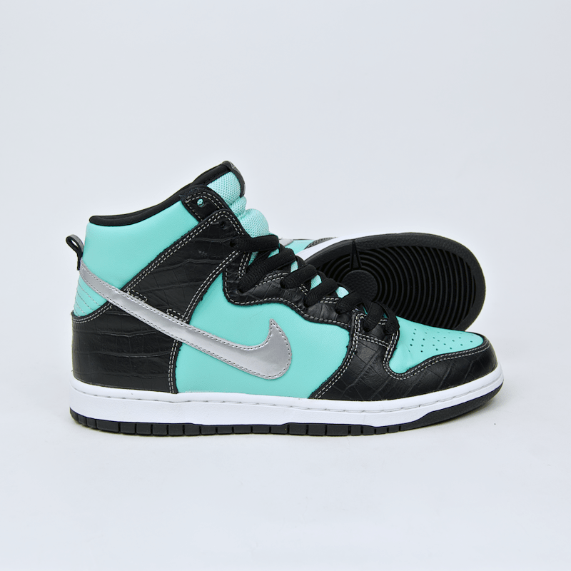 Nike SB - Dunk High Premium SB 'Diamond' Shoes - Aqua / Chrome - Black