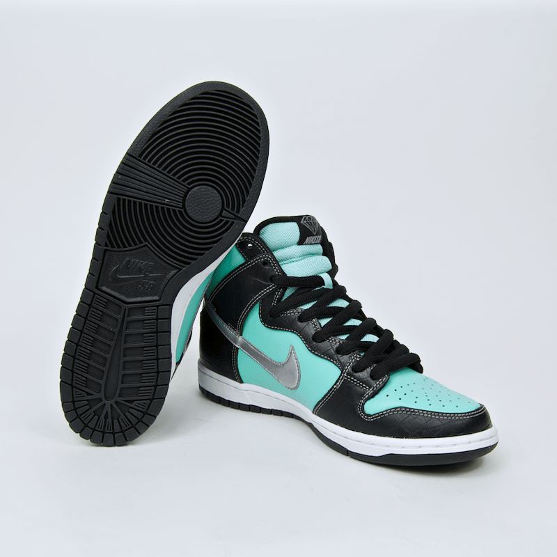 Nike SB - Dunk High Premium SB 'Diamond' Shoes - Aqua / Chrome - Black