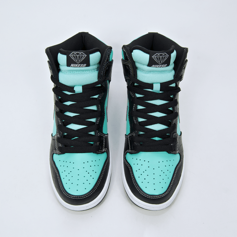 Nike SB - Dunk High Premium SB 'Diamond' Shoes - Aqua / Chrome - Black
