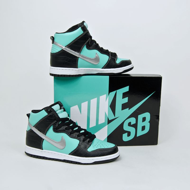 Nike SB - Dunk High Premium SB 'Diamond' Shoes - Aqua / Chrome - Black