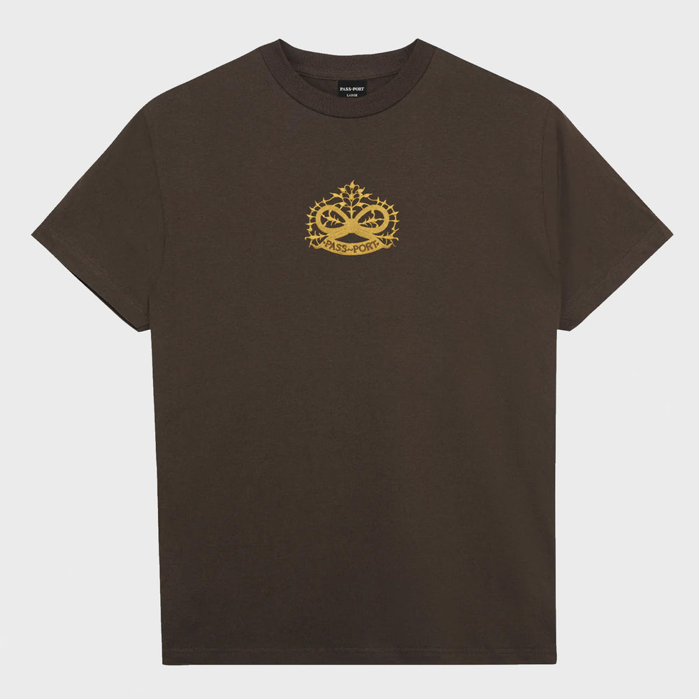 Pass Port Skateboards Sterling Embroidered Bark Brown T-Shirt