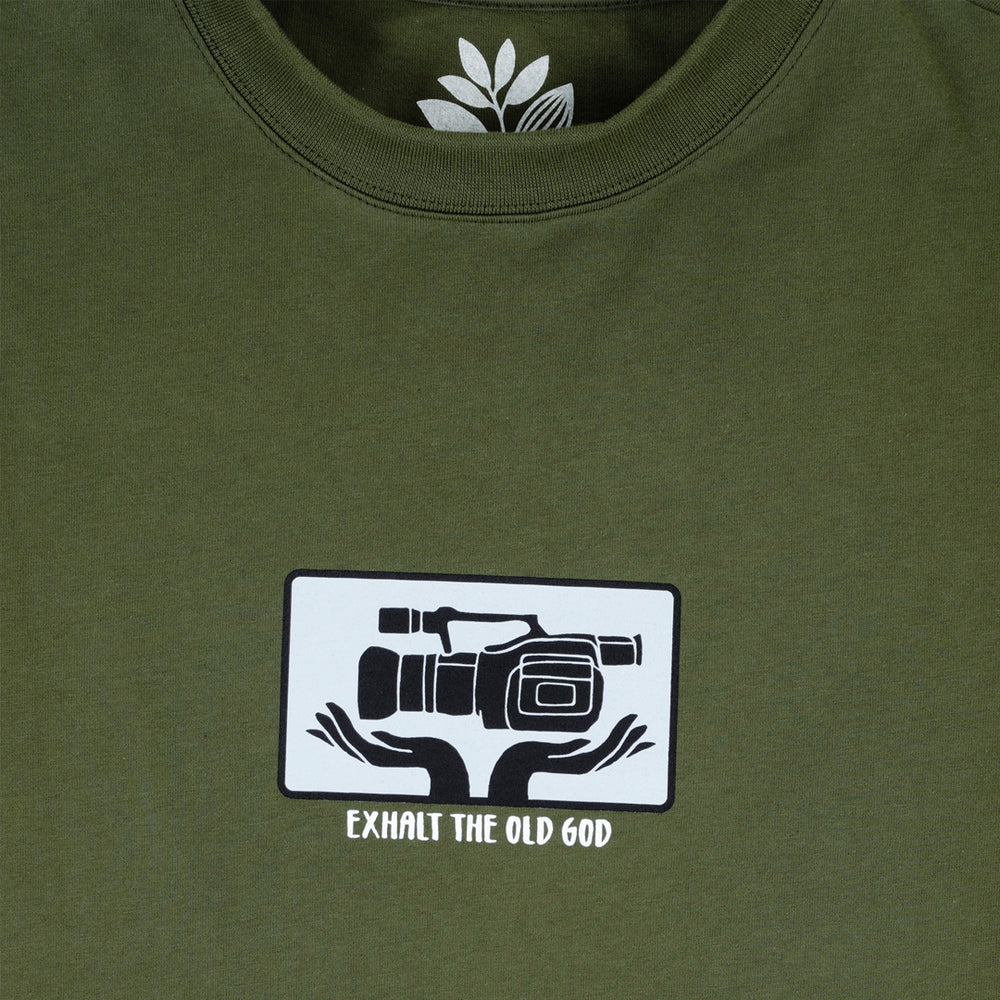 Magenta Skateboards Exhalt Khaki Green T-Shirt Front Print